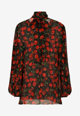 Dolce & Gabbana Cherry Print Blouse in Chiffon F778TT IS1QA HN4IY Multicolor