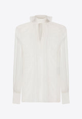 Dolce & Gabbana Pussy-Bow Chiffon Blouse White F779JT FU1AT W0001