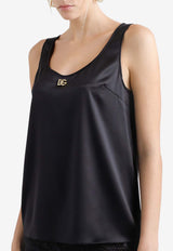 Dolce & Gabbana DG Logo Satin Tank Top Black F7AK5T FURAG N0000
