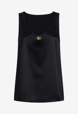 Dolce & Gabbana DG Logo Satin Tank Top Black F7AK5T FURAG N0000