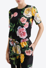 Dolce & Gabbana Floral Print Charmeuse Blouse Multicolor F7AO2T FSA7B HN5IY