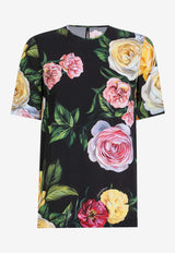 Dolce & Gabbana Floral Print Charmeuse Blouse Multicolor F7AO2T FSA7B HN5IY