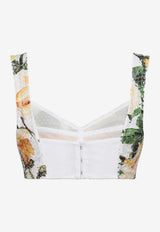 Dolce & Gabbana Sequin-Embellished Rose Print Corset Top F7Y28T ISMF0 HA3VO Multicolor
