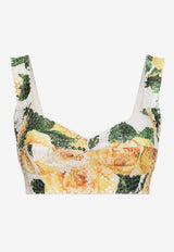 Dolce & Gabbana Sequin-Embellished Rose Print Corset Top F7Y28T ISMF0 HA3VO Multicolor
