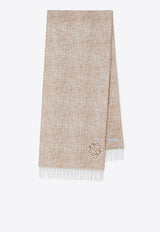 Loewe Anagram Jacquard Wool and Cashmere Scarf Beige F811SS1X01WO/S_LOEW-2140