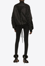 Dolce & Gabbana Lace-Up Technical Fabric Bomber Jacket Black F9P23T FUMNQ N0000
