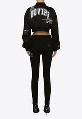 Dolce & Gabbana Logo Print Cropped Jacket Black F9R07T GDB0Q N0000