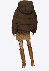 Dolce & Gabbana Logo Plate Puffer Jacket Brown F9R19T GDBWM M0780