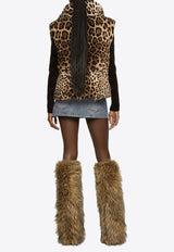 Dolce & Gabbana Leopard Print Vest with Logo Plate Brown F9R23T FSWBH HY13M