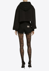 Dolce & Gabbana Logo Print Cropped Hoodie Black F9R32T GDB7E N0000