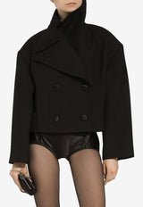 Dolce & Gabbana Oversized Short Wool Coat F9R82T FU272 N0000 Black