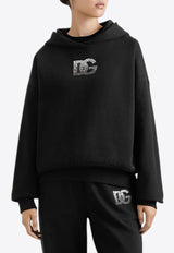 Dolce & Gabbana Embellished DG Logo Hooded Sweatshirt Black F9S48Z GDCXW N0000