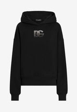 Dolce & Gabbana Embellished DG Logo Hooded Sweatshirt Black F9S48Z GDCXW N0000