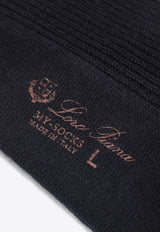 Loro Piana Ribbed Knit Cashmere Socks Navy FAQ4207WS/S_LORO-W000
