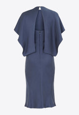 Fendi Cape Silk Midi Dress Blue FDC507AM3DF1J79_80249