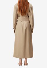 AMI PARIS Fitted Midi Shirt Dress Beige FDR661.CO0214_BEIGE