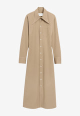 AMI PARIS Fitted Midi Shirt Dress Beige FDR661.CO0214_BEIGE