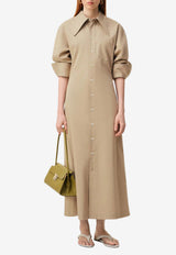 AMI PARIS Fitted Midi Shirt Dress Beige FDR661.CO0214_BEIGE