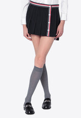 Thom Browne Pleated Wool-Blend Mini Skirt Black FGCA27A02872/R_THOMB-001