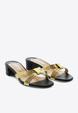 Aquazzura Film 35 Leather Sandals FIMMIDS0-SYNGBK GOLD/BLACK