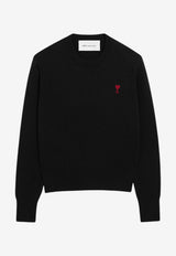 AMI PARIS Ami De Coeur Crewneck Wool Sweater Black FKS826.001_BLACK