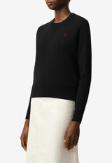 AMI PARIS Ami De Coeur Crewneck Wool Sweater Black FKS826.001_BLACK