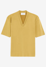 AMI PARIS Oversized V-neck Wool Knit Top Yellow FKS861.KN0158_YELLOW