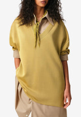 AMI PARIS Oversized V-neck Wool Knit Top Yellow FKS861.KN0158_YELLOW