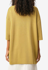 AMI PARIS Oversized V-neck Wool Knit Top Yellow FKS861.KN0158_YELLOW