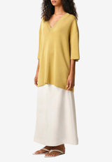 AMI PARIS Oversized V-neck Wool Knit Top Yellow FKS861.KN0158_YELLOW