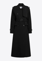 Max Mara Flavio Double-Breasted Long Trench Coat Black FLAVIOWO/R_MAXM-004