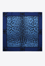 Dolce & Gabbana Leopard Print Silk Scarf Blue FN090R G0TGK HB13N