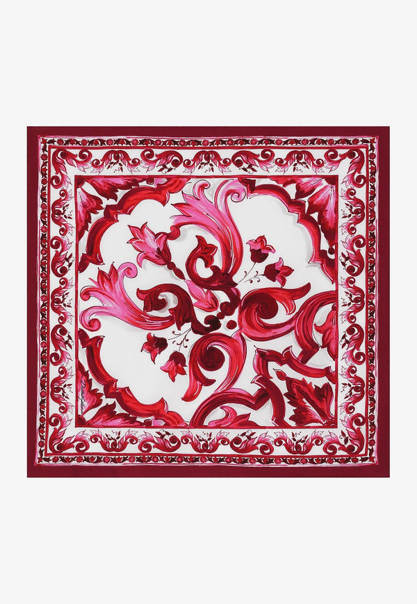 Dolce & Gabbana Majolica Print Small Silk Scarf FN093R GDAOY HE3OO Pink