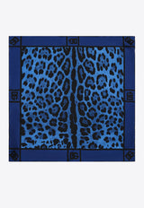 Dolce & Gabbana Leopard Print Silk Scarf Blue FN093R G0TGK HB13N