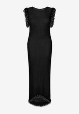 Paris Georgia Fringe Open-Knit Maxi Dress Black FRIND002-BLK_BLACK