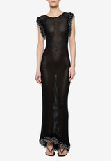 Paris Georgia Fringe Open-Knit Maxi Dress Black FRIND002-BLK_BLACK