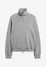 Max Mara Frine Wool-Blend Zip-Up Sweatshirt Gray FRINEWO/R_MAXM-002