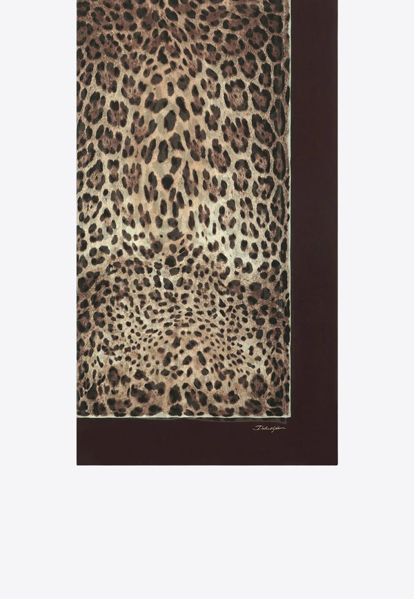 Dolce & Gabbana Leopard Print Silk Twill Scarf Brown FS182A GDBY1 H613M