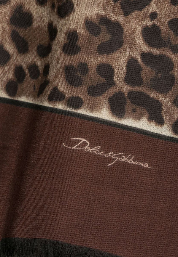 Dolce & Gabbana Leopard Print Cashmere Scarf Brown FS288A GDBY2 H613M