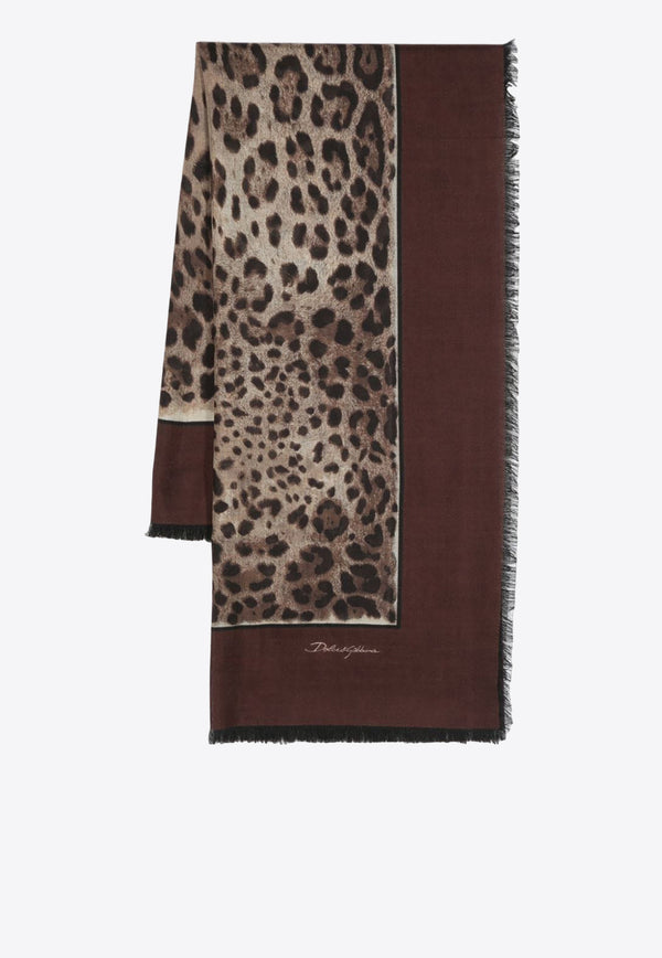 Dolce & Gabbana Leopard Print Cashmere Scarf Brown FS288A GDBY2 H613M