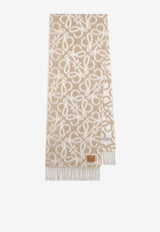 Loewe Anagram Jacquard Fringed Scarf Beige FSF4SS1W02WO/S_LOEW-2147