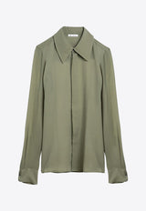 AMI PARIS Long-Sleeved Silk Shirt Green FSH506SE0008/O_AMI-351
