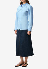 AMI PARIS Sharp-Collar Fitted Shirt Light Blue FSH807.CO0063_BLUE