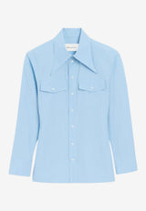 AMI PARIS Sharp-Collar Fitted Shirt Light Blue FSH807.CO0063_BLUE