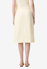 AMI PARIS Big Buckle Belted Skirt White FSK451.WV0195_WHITE