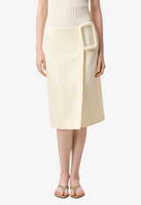 AMI PARIS Big Buckle Belted Skirt White FSK451.WV0195_WHITE