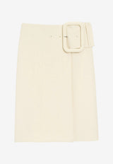 AMI PARIS Big Buckle Belted Skirt White FSK451.WV0195_WHITE