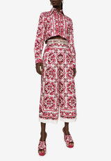 Dolce & Gabbana Majolica Print Poplin Culottes FTA5NT HH5AT HE3TN Pink