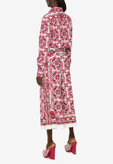 Dolce & Gabbana Majolica Print Poplin Culottes FTA5NT HH5AT HE3TN Pink
