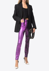 Dolce & Gabbana Leopard Print Skinny Pants Purple FTAH6D G903L S9001